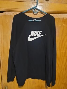 Nike Women's Black Crewneck Sweatshirt with White Logo